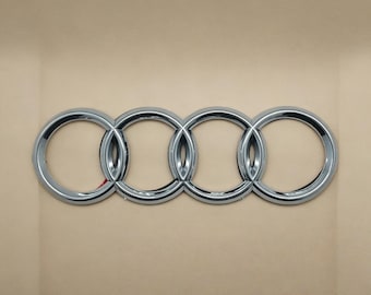 Emblema Audi cromado de 4 anillos, insignia metálica brillante para coche, parrilla delantera, logotipo de maletero, accesorio de repuesto