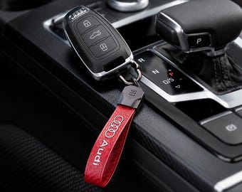 Red Audi Key Ring Metal Strap Car Keychain Stylish Auto Accessory Gift For Driver