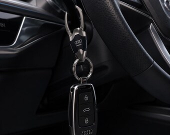 Llavero Audi de metal negro para coche, soporte de lujo para llaves, compatible con Audi Driver Gift