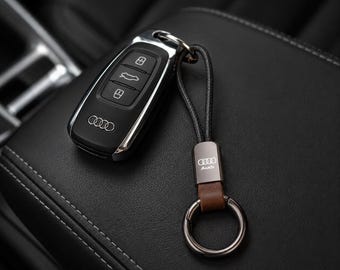 Llavero Audi de metal con cordón trenzado, soporte para llaves de coche, accesorio de lujo para automóvil, regalo.