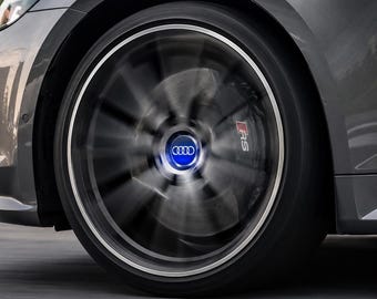 Compatible With Audi Wheel Hub Light LED Center Cap Emblem Blue Glow Rim Decor Accessory