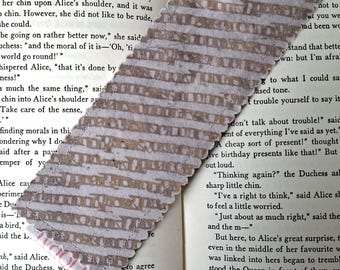 Checkered bookmark - naturally dyed fabric grey pattern