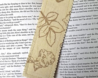 Butter Yellow Fabric bookmarks - natural dye print cotton linen - book accessories