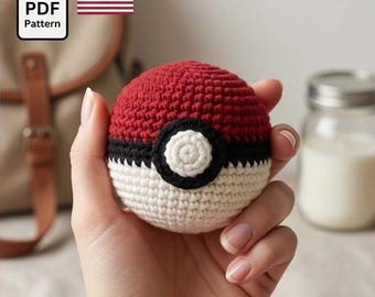 Pokéball Häkelanleitung, Pokémon Ball Amigurumi, Pokéball häkeln, DIY Pokémon, Sofort Download, Amigurumi Muster, Anfänger