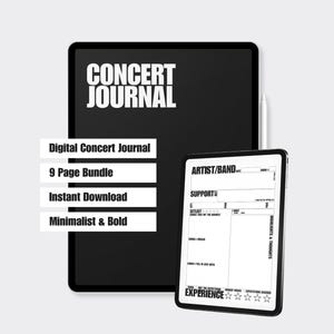 Minimalistisk konsertdagbok | Digital dagbok | Konsertrecension | Spelningsspårare | Musikdagbok | Minnesbok för liveframträdanden | Direktnedladdning