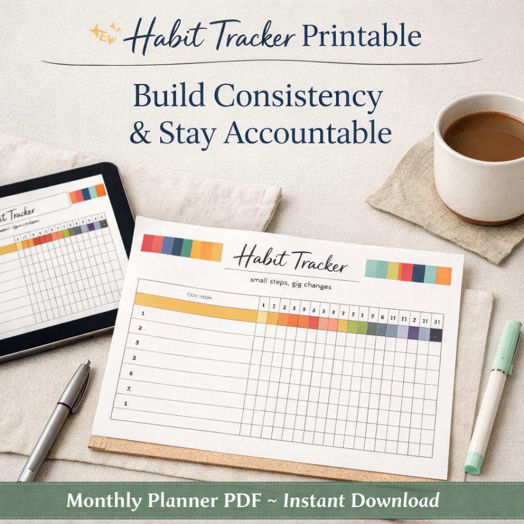 Habit Tracker Printable PDF | Build Consistency, Stay Accountable ...