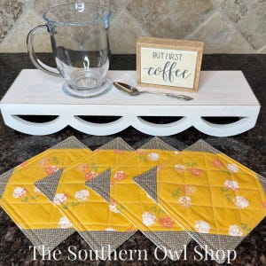 Quilted Square Coasters (Cozy Up Fabric) - Set of 4