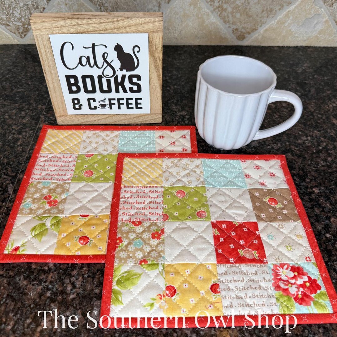 Mug Rug Large Quilted Mug Rugs - Set of 2 - Etsy