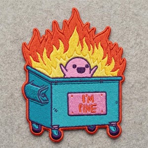Dumpster Fire Embroidered Patch – Funny Meme Iron On Jacket Bag Accent
