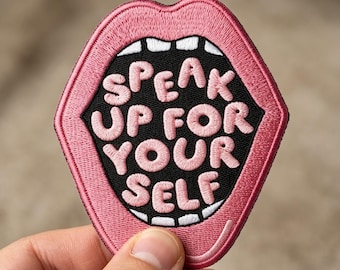 Parche bordado "Habla por ti misma", parche feminista termoadhesivo con forma de boca, aplique sarcástico, regalo de empoderamiento