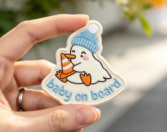 Baby On Board Duck Embroidered Patch, Cute Cartoon Animal Iron On Patch, Car Sign Patch For Diaper Bag, Kawaii Duckling Clothing Badge