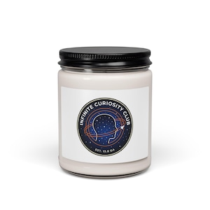 Infinite Curiosity Club Mission Patch Candle, Soy Jar | Space, Rocket, Science Nerd