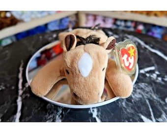 TY Beanie Baby - Derby the Horse White Star Yarn Mane | MWMT | Vintage | Rare