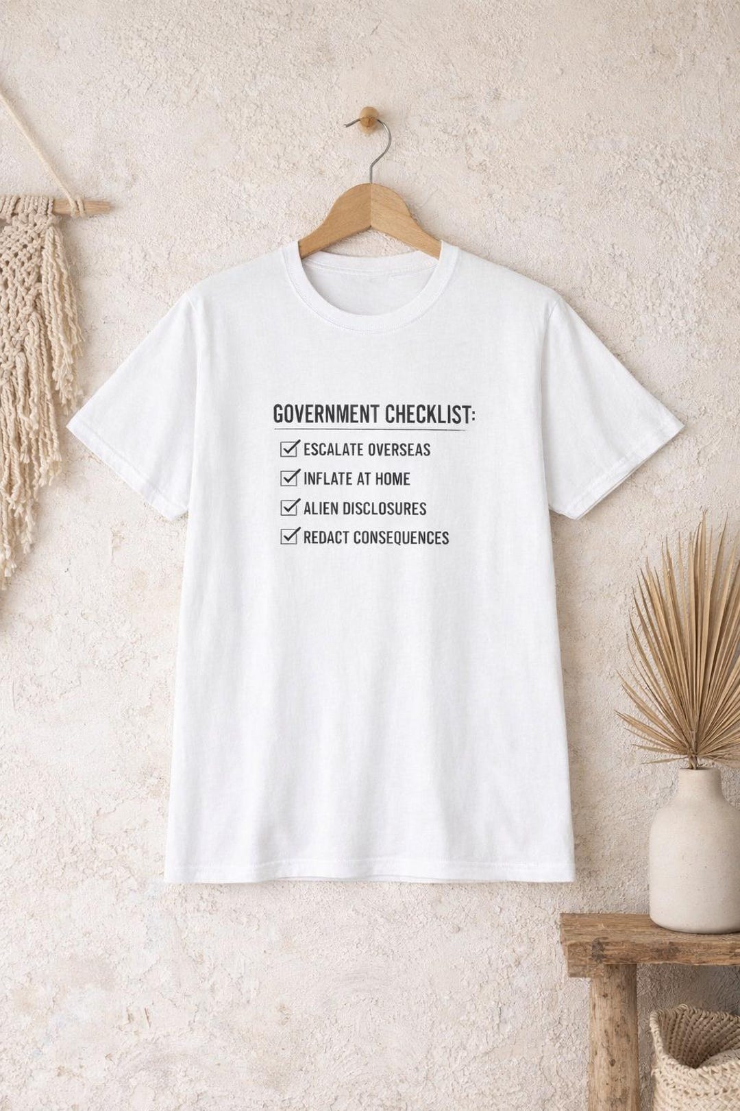 Government Checklist T-shirt | Satirical Checklist Design, Political ...
