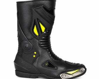Black Motorcycle Riding Boots | Sport Touring Biker Shoes | Men's Protective Gear