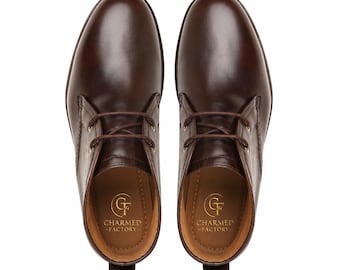 Alberto Brown Leather Chukka Boots | Handmade Men's Casual Dress Ankle Boots