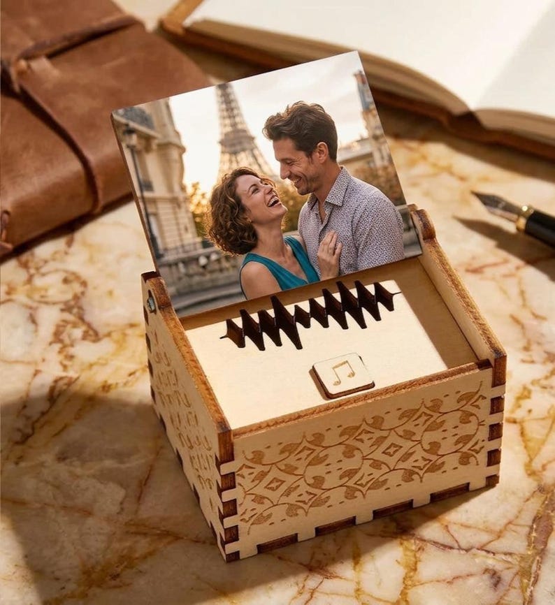 Personalized Wooden Music Box, Custom Song, Photo, and Text, - Etsy