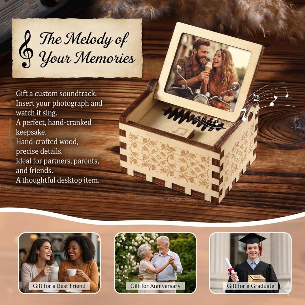 Personalized Wooden Music Box, Custom Song, Photo, and Text, - Etsy