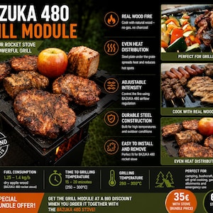 BAZUKA 480 Grillmodule – Breid je Rocket Stove uit
