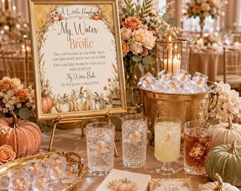 A Little Pumpkin My Water Broke Spiel, Printable My Water Broke Zeichen, Sofort Download, Herbst-Baby-Dusche-Spiel Zeichen, Aktivität, BB6