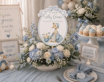 Silly Goose Oval Printable Centerpiece, Double Sided Goose Baby Shower Decor, Instant Download, Printable Goose Party Cutout, DIY, BB1