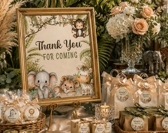 Safari Thank You For Coming Printable Sign, Instant Download, Jungle Reception Decor, Printable Baby Shower Favor Table Sign, Wild One, BB3
