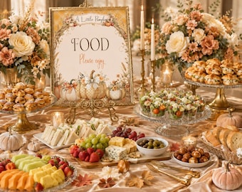 Ein wenig Kürbis Essen druckbare Zeichen, sofortiger Download, Herbst-Baby-Dusche Essen Tisch Zeichen, Herbst Food-Station Dekor, Buffet Zeichen, BB6