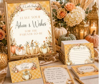 A Little Pumpkin Advice & Wishes druckbares Schild und Karten, Sofort Download, Hinweiskarten, Flach und Zeltkarten, Baby-Dusche-Spiel, Herbst, BB6