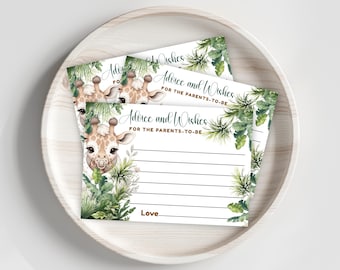 Safari Baby Shower Advice Card, Jungle Baby Shower Advice & Wishes, Baby Shower Activity Card, Printable, Instant Download, BB2