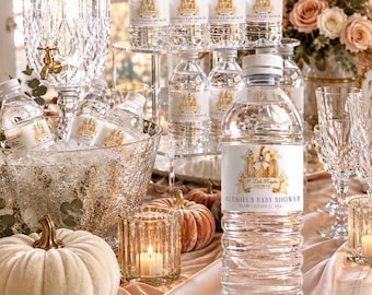 Ein kleiner Kürbis Wasser Flasche Etikett zum sofortigen Download, Baby-Dusche Flaschenetikett, Herbst-Baby-Dusche-Dekor, personalisiert, BB6