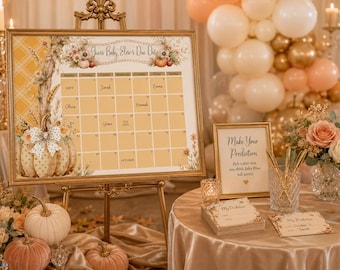 Ein kleiner Kürbis bearbeitbarer Fälligkeitsdatumskalender, sofortiger Download, Guess Baby Fälligkeitsdatumskalender, Herbst-Babypartyaktivität, Spiel, BB6