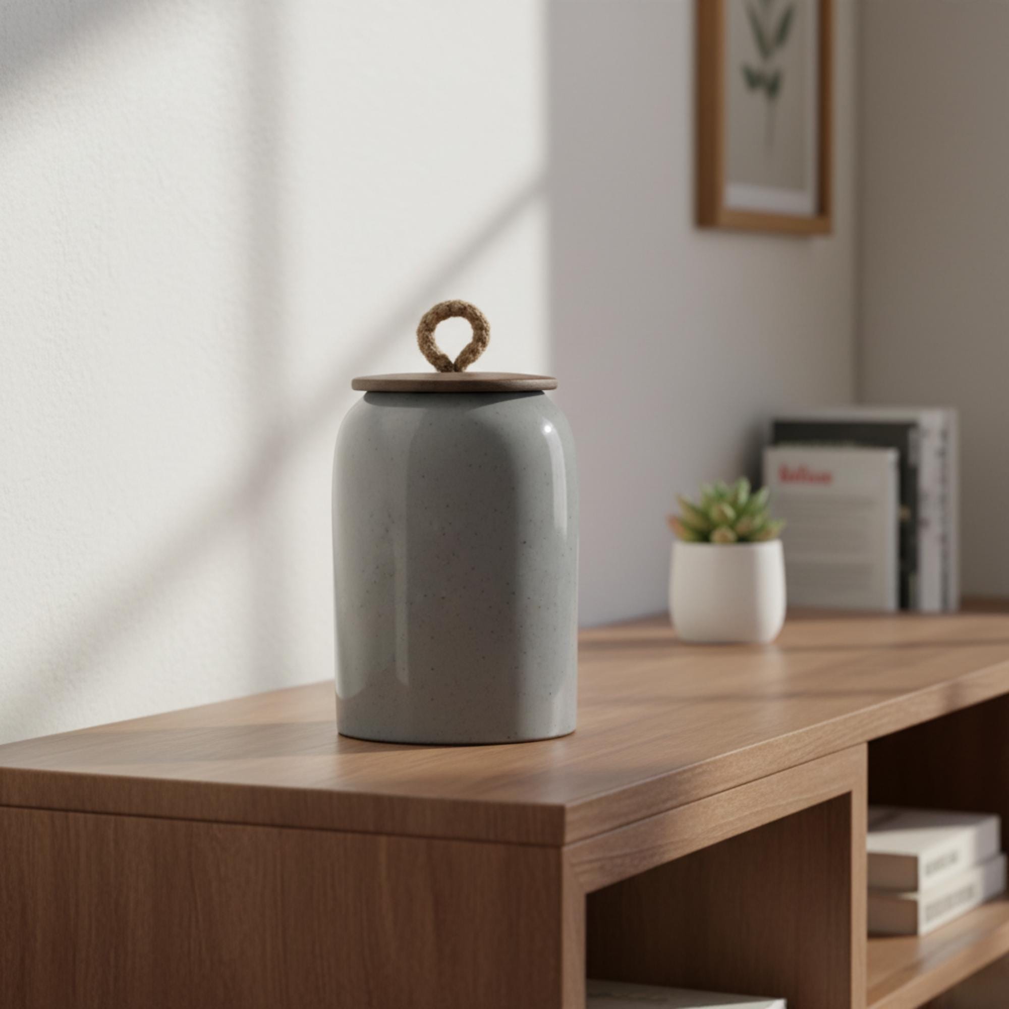 Large Tea Container Ceramic Tea Canister Airtight Storage Jar Vintage Stoneware Tea Jar ...