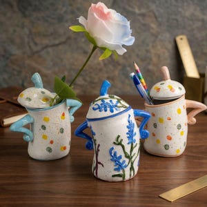 Whimsical Painted Resin Jar - Quirky Hands on Hips Decorative Canister - Fun Kitchen & Vanity Organizer
