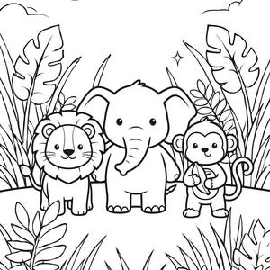 Jungle Animals Coloring Pages for Kids | Printable A4 PDF Activity ...