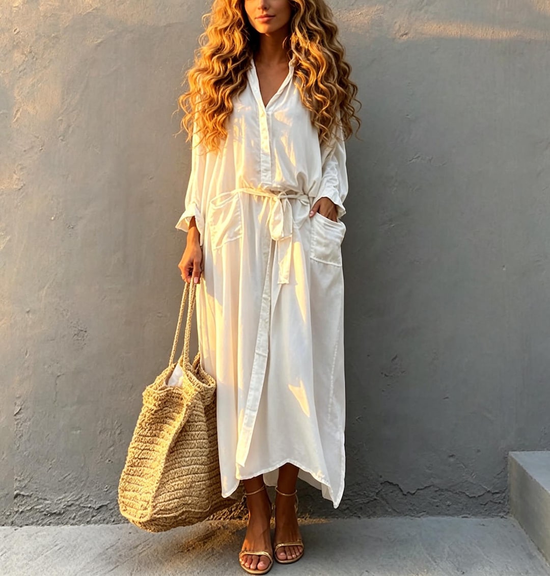 white oversized beach shirt dress Linen Look Maxi for Women, Summer Kaftan Robe, Long Sleeve Cover Up,minimalist Resort Wear Vacation Outfit ff:bts_28022024 U.S. COAST GUARD MALE Size:4-5yrs Wash cold