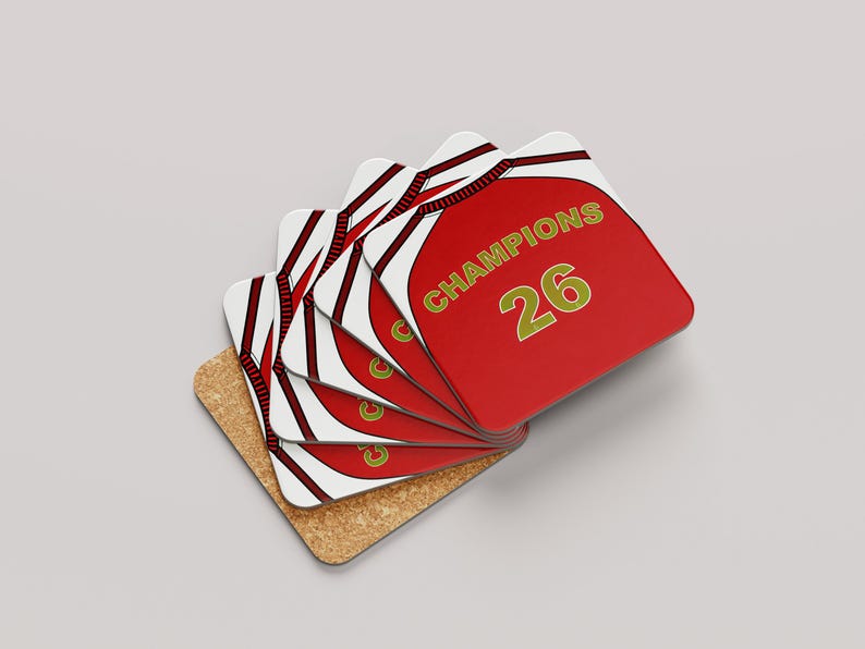 Arsenal CHAMPIONS Coaster – PL 2026/27 New Kit Winners Football Shirt ...
