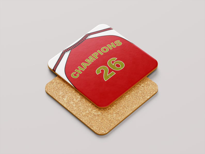 Arsenal CHAMPIONS Coaster – PL 2026/27 New Kit Winners Football Shirt ...