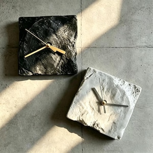 Minimalist Plaster Desktop Clock, Brutalist Stone Texture Silent Table Clock, Industrial Modern Office Decor, Unique Housewarming Art Gift