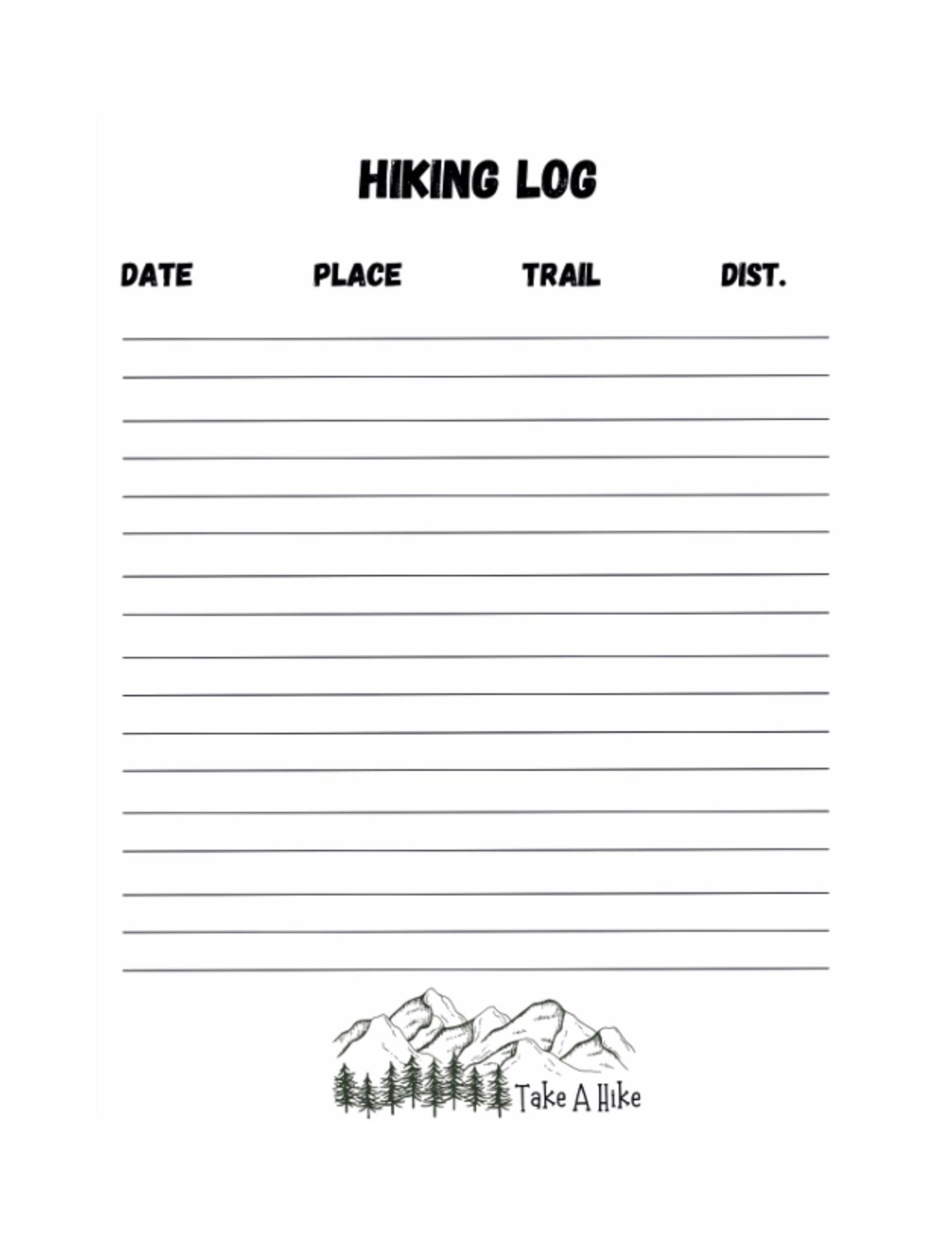 Hiking Log for Kids, Printable Hiking Log, Digital Hiking Journal and