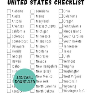 United States Printable Checklist | US Bucketlist | Keep track of states visited | Digital download | Travel Printable Adventure Seekers