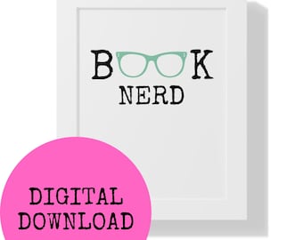 Arte digitale per nerd dei libri / Decorazione murale stampabile per lettori e bibliofili / Poster Bookworm / Stampa su richiesta Arte libraria per gli amanti della lettura