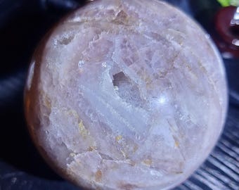 Pink Amethyst mit Blütenachat und Druzy Taschen 95 MM