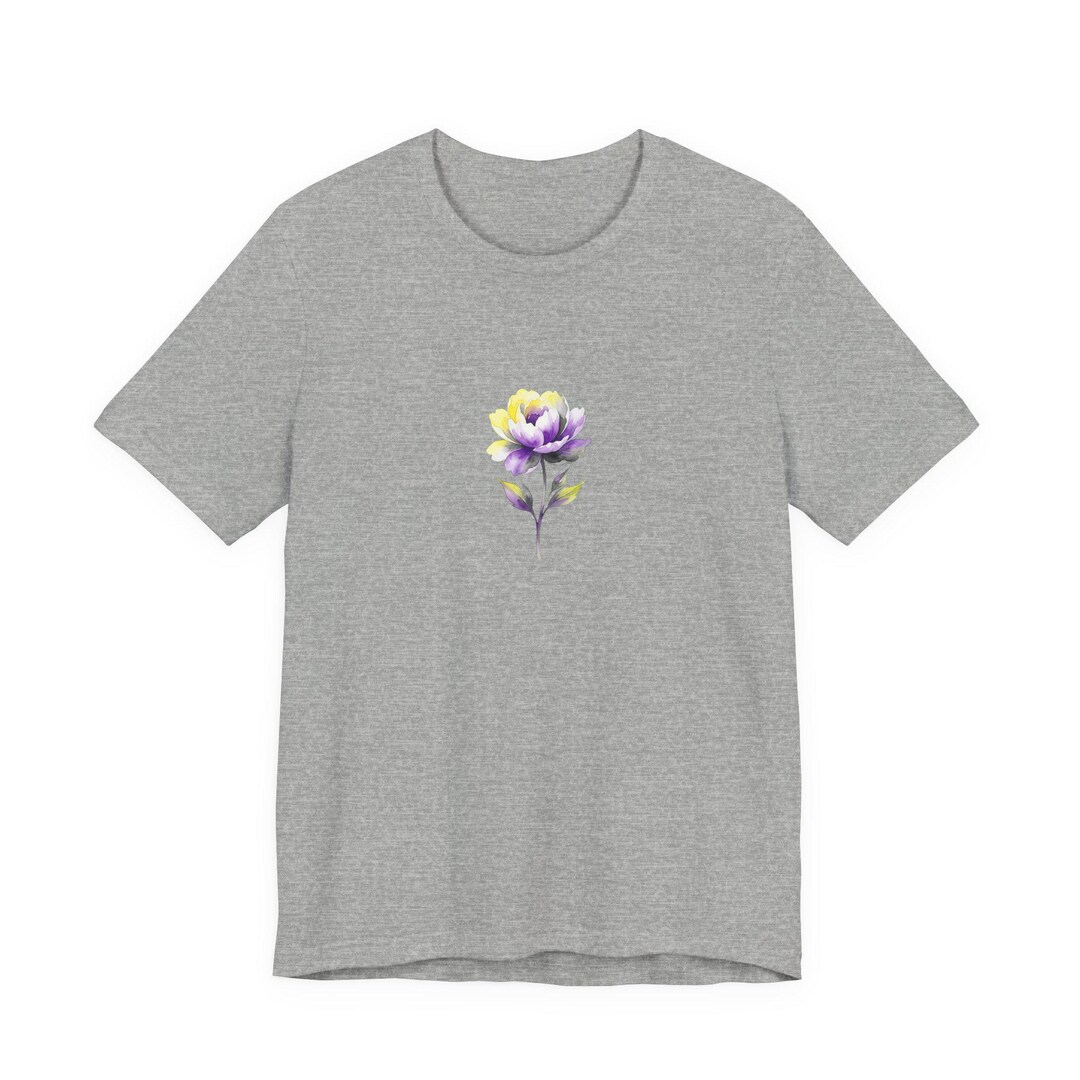 Watercolor Flower Stem Tee | Subtle Non-binary Pride T-shirt | LGBTQ+ ...