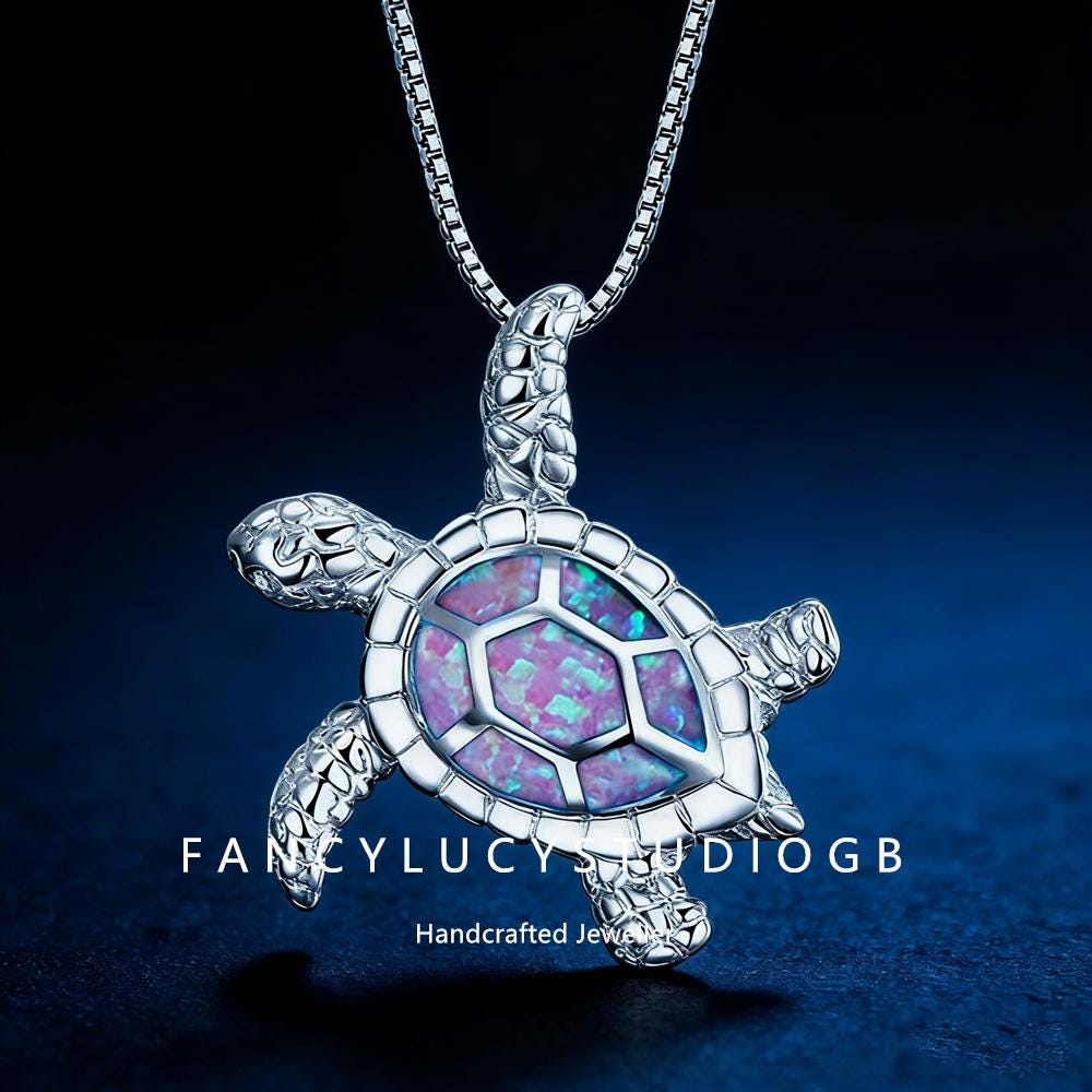 Ciondolo Tartaruga Hawaiiana In Argento 925 Placcato Oro Rosa E Ceramica Bianca - Goccia