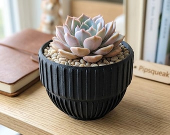 Muffin Planter Pot with Drip Tray – Industrial Brutalist Design for Succulents