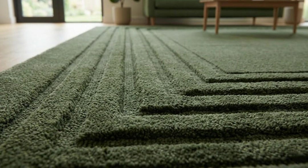 Monochramatic Green Rug Hand Tufted Green Geometric Rug, Modern Minimalist Carpet, Textured ...