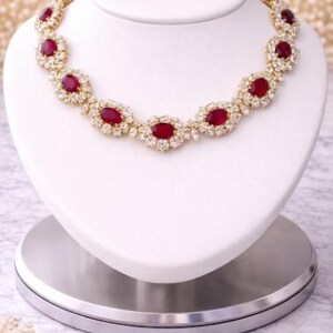 18K Gold Ruby Diamond Necklace – 73.8 Ct, Luxury Fine Jewelry
