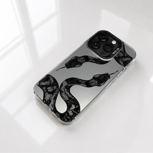 シルバーレーザースネークプリントのスマホケース、TPUカバー、スリムな耐落下保護ケース、iPhone 11～16シリーズ対応