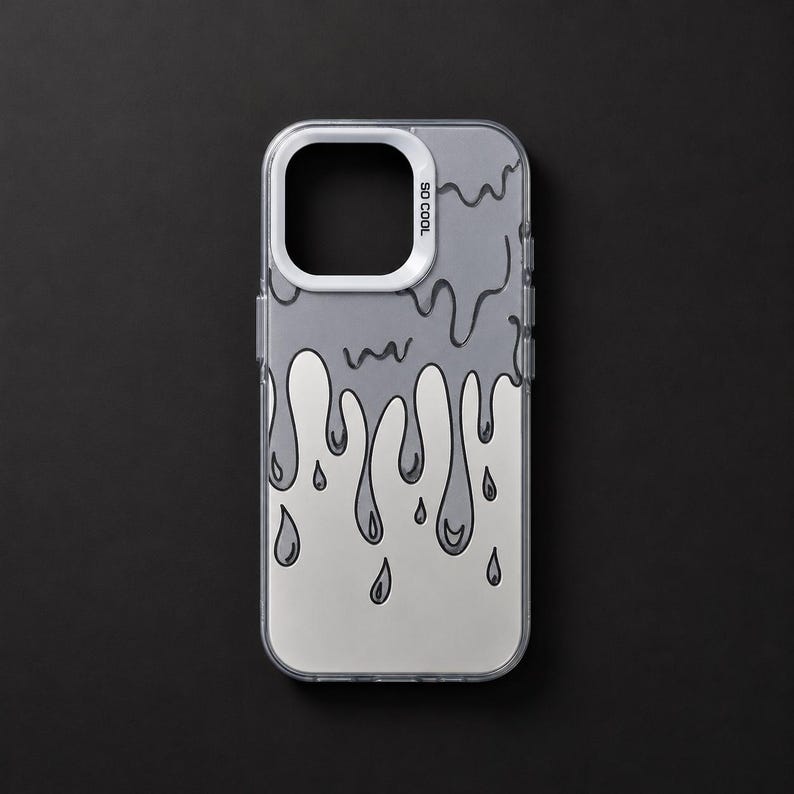 Custodia per smartphone con effetto gocciolante lucido, cover protettiva con design effetto fusione compatibile con iPhone, custodia per telefono resistente agli urti Gray
