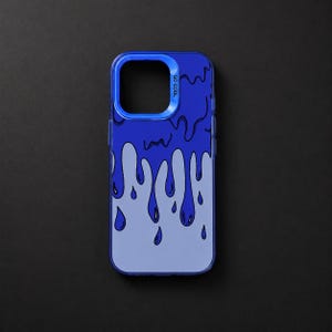 Custodia per smartphone con effetto gocciolante lucido, cover protettiva con design effetto fusione compatibile con iPhone, custodia per telefono resistente agli urti Blue